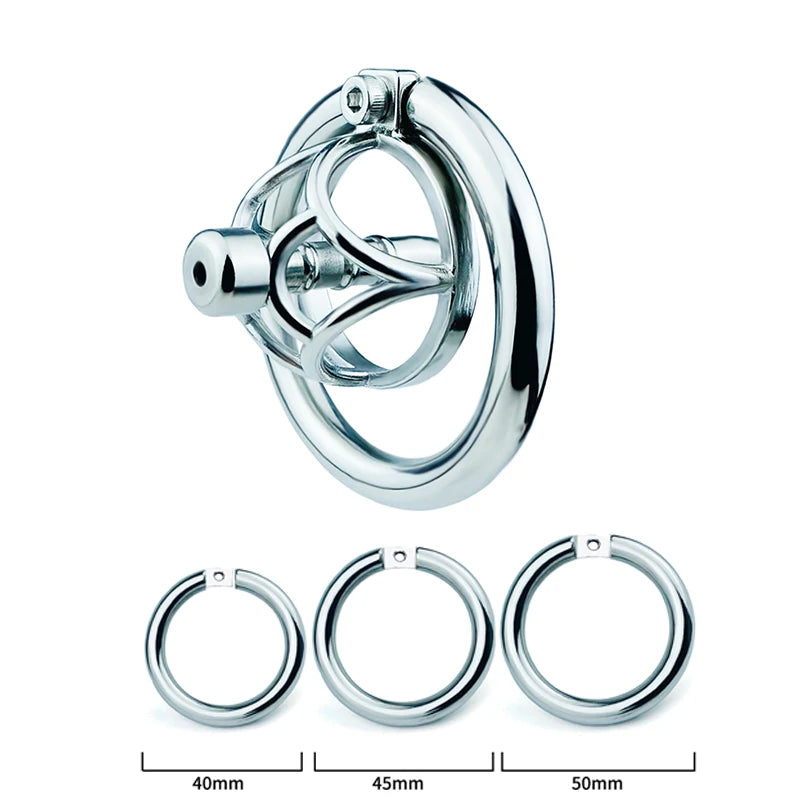 Stainless Steel Negative Chastity Cage with Removable Metal Urethral Tube - KeepMeLocked