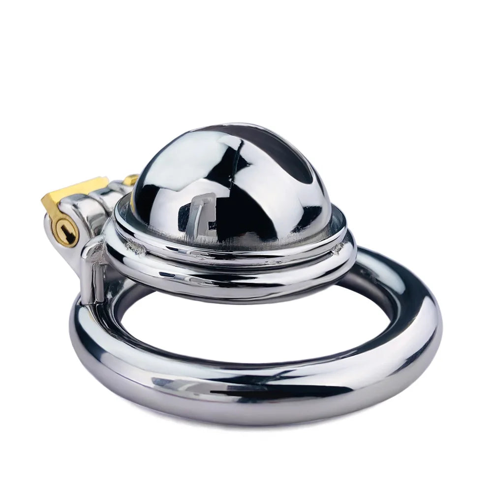 Stainless Steel Micro Chastity Cage With Urethral Pussy Hole - KeepMeLocked