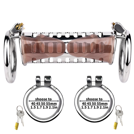 Stainless Steel Dual Cock Cage for Gay Couples’ BDSM Play Chastity Training Tool