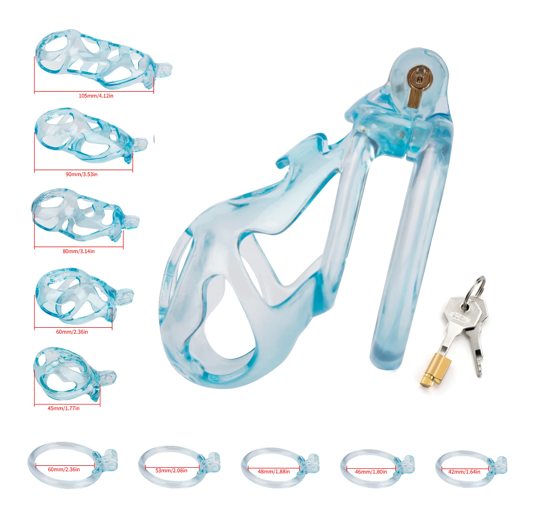 3D Printed Ice Blue Cobra Chastity Cage Lightweight Resin Cock Cage - KeepMeLocked