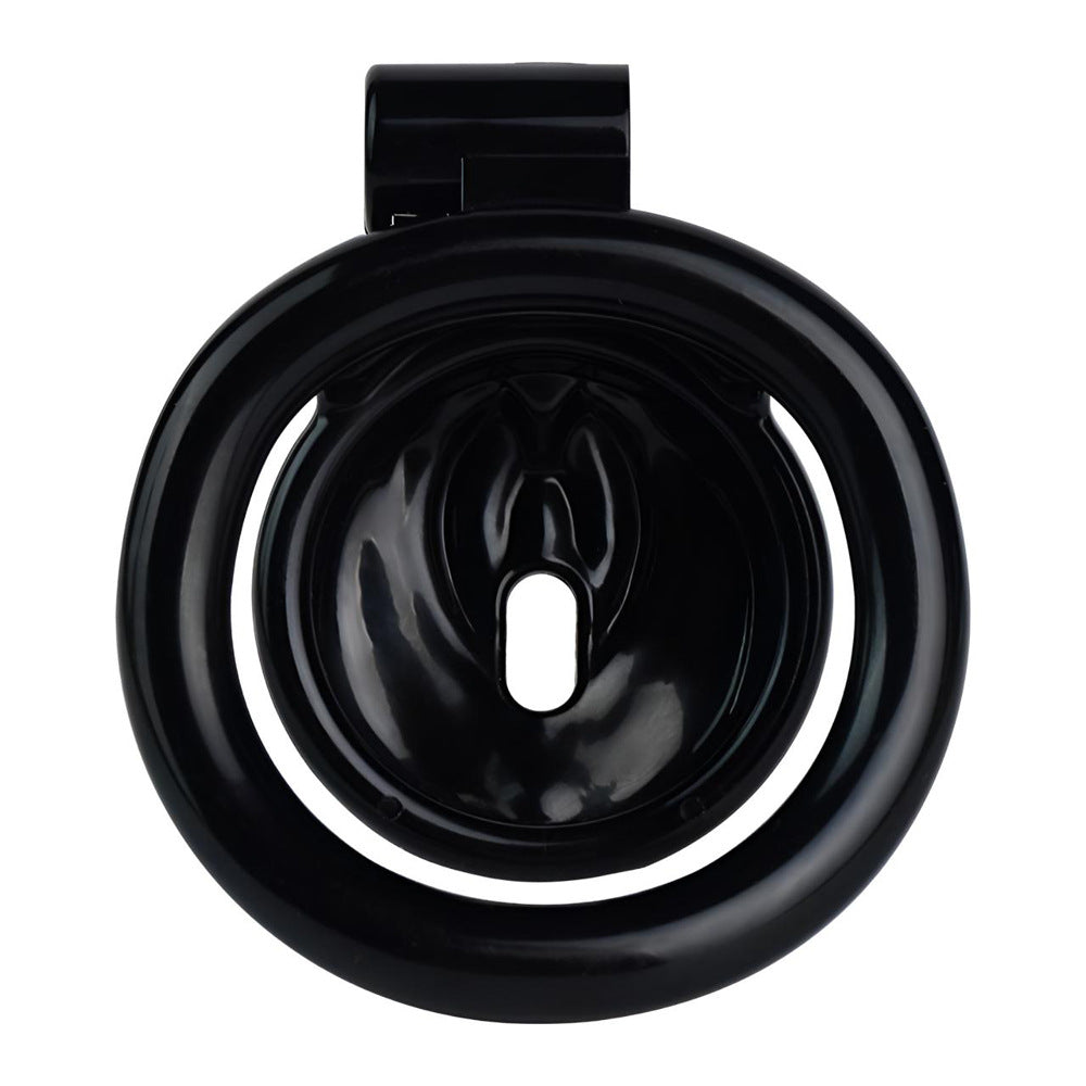 3D Printed Clitoris Chastity Cage with 4 Rings Black Resin Vagina Shape Cock Cage For Sissy Ladyboy