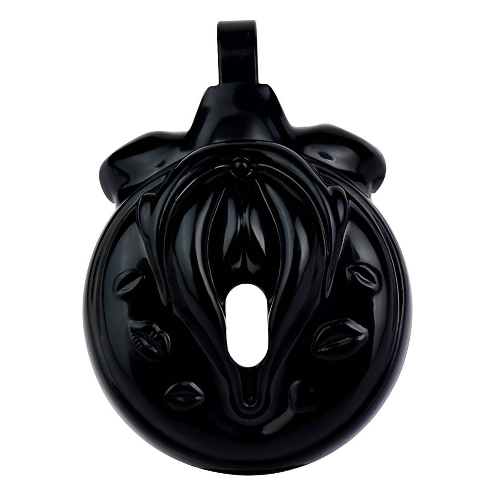 3D Printed Clitoris Chastity Cage with 4 Rings Black Resin Vagina Shape Cock Cage For Sissy Ladyboy