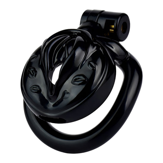 3D Printed Clitoris Chastity Cage with 4 Rings Black Resin Vagina Shape Cock Cage For Sissy Ladyboy