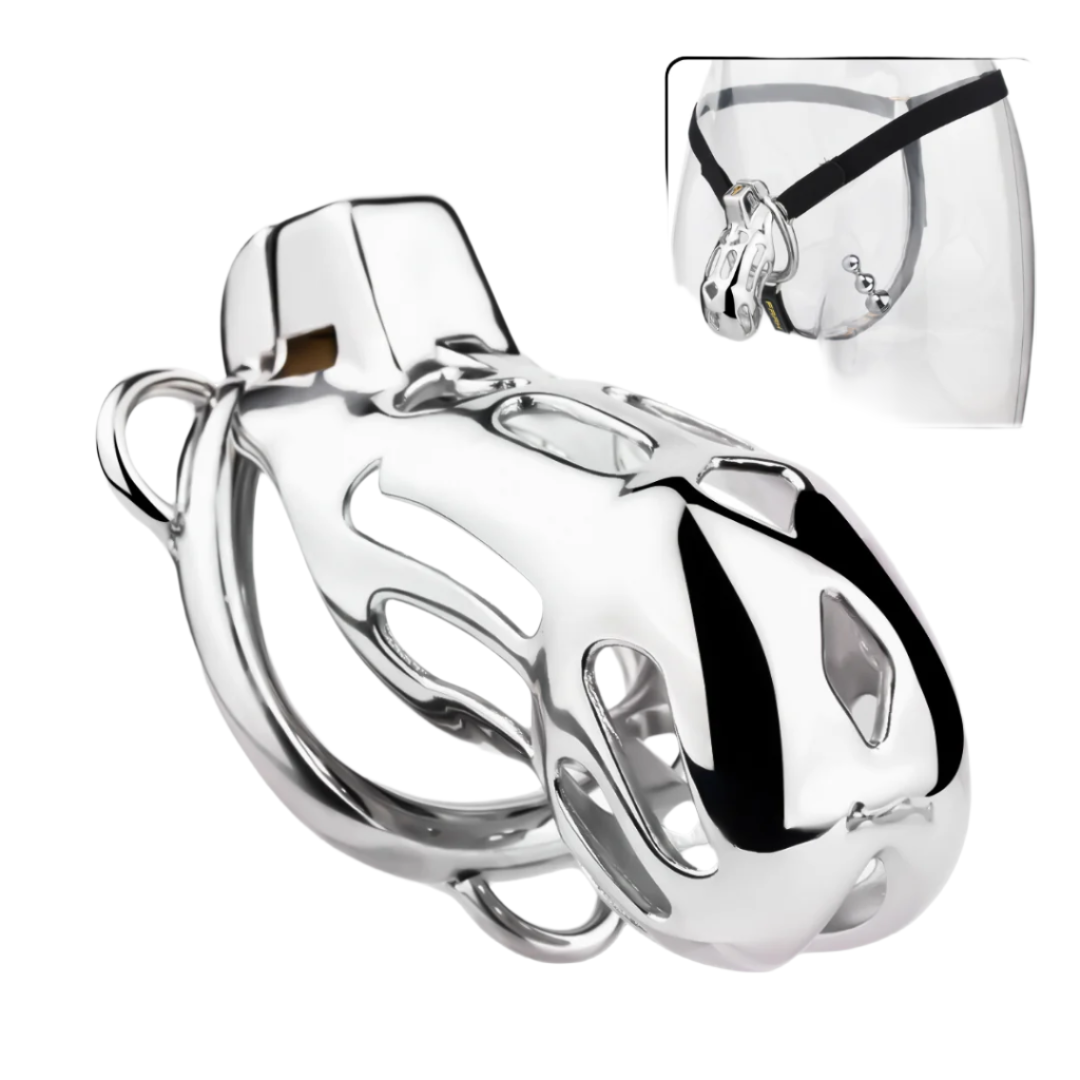 Breathable Metal Cobra Chastity Cage with Strap and Anal Plug male chastity device bdsm cock lock sex toy for men