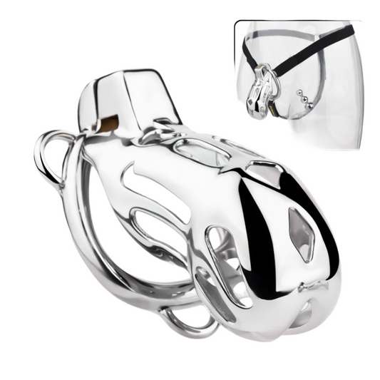 Breathable Metal Cobra Chastity Cage with Strap and Anal Plug male chastity device bdsm cock lock sex toy for men