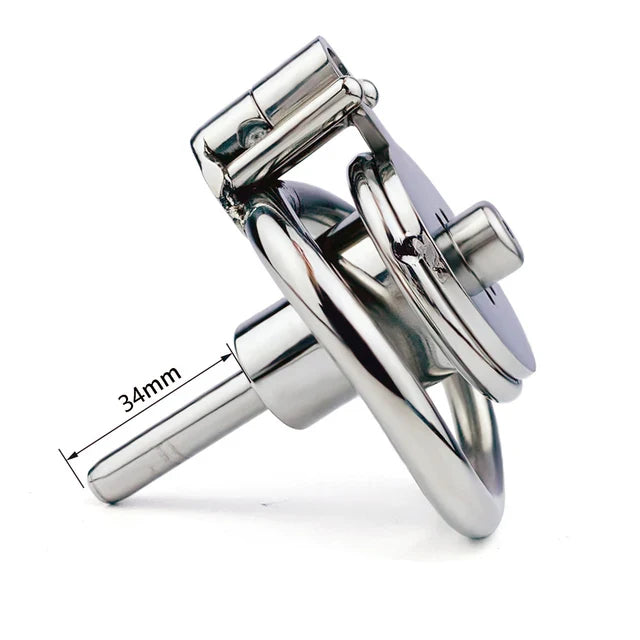 classic inverted chastity cage with metal urine plug