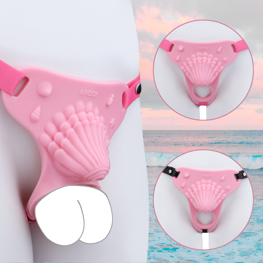 Pink Silicone Seashell Sissy Chastity Cage – Cute Cock Cover Belt