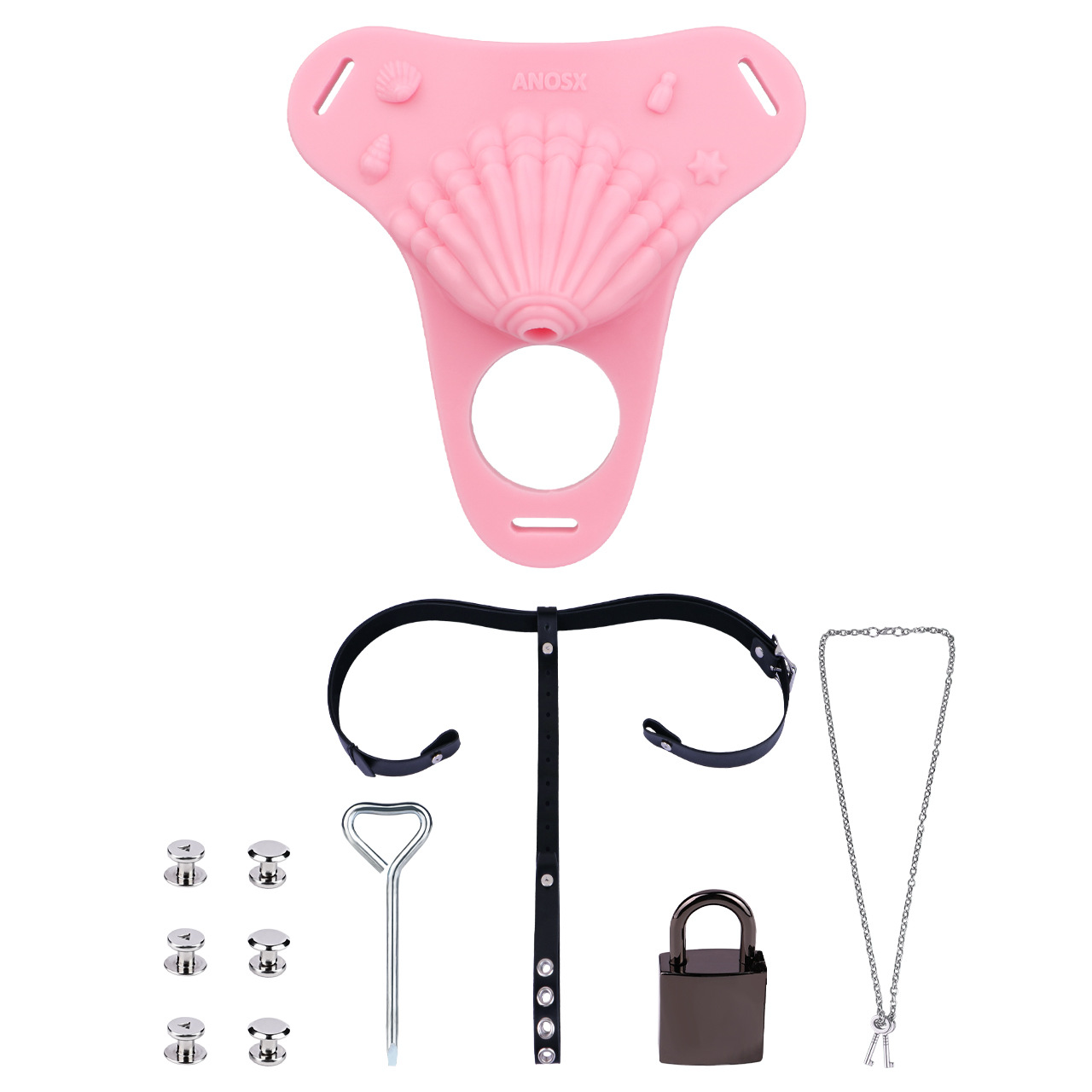 Pink Silicone Seashell Sissy Chastity Cage – Cute Cock Cover Belt