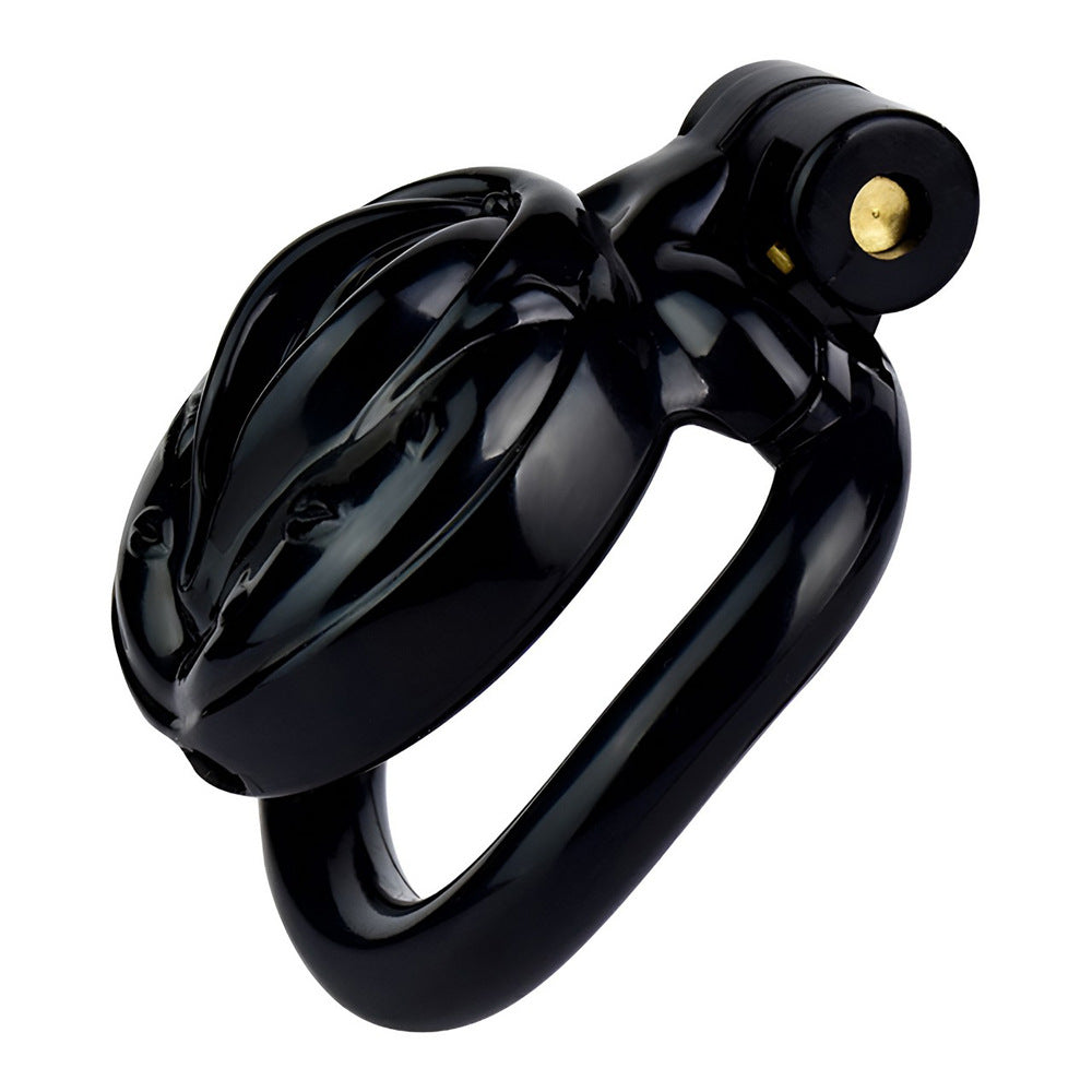 3D Printed Clitoris Chastity Cage with 4 Rings Black Resin Vagina Shape Cock Cage For Sissy Ladyboy