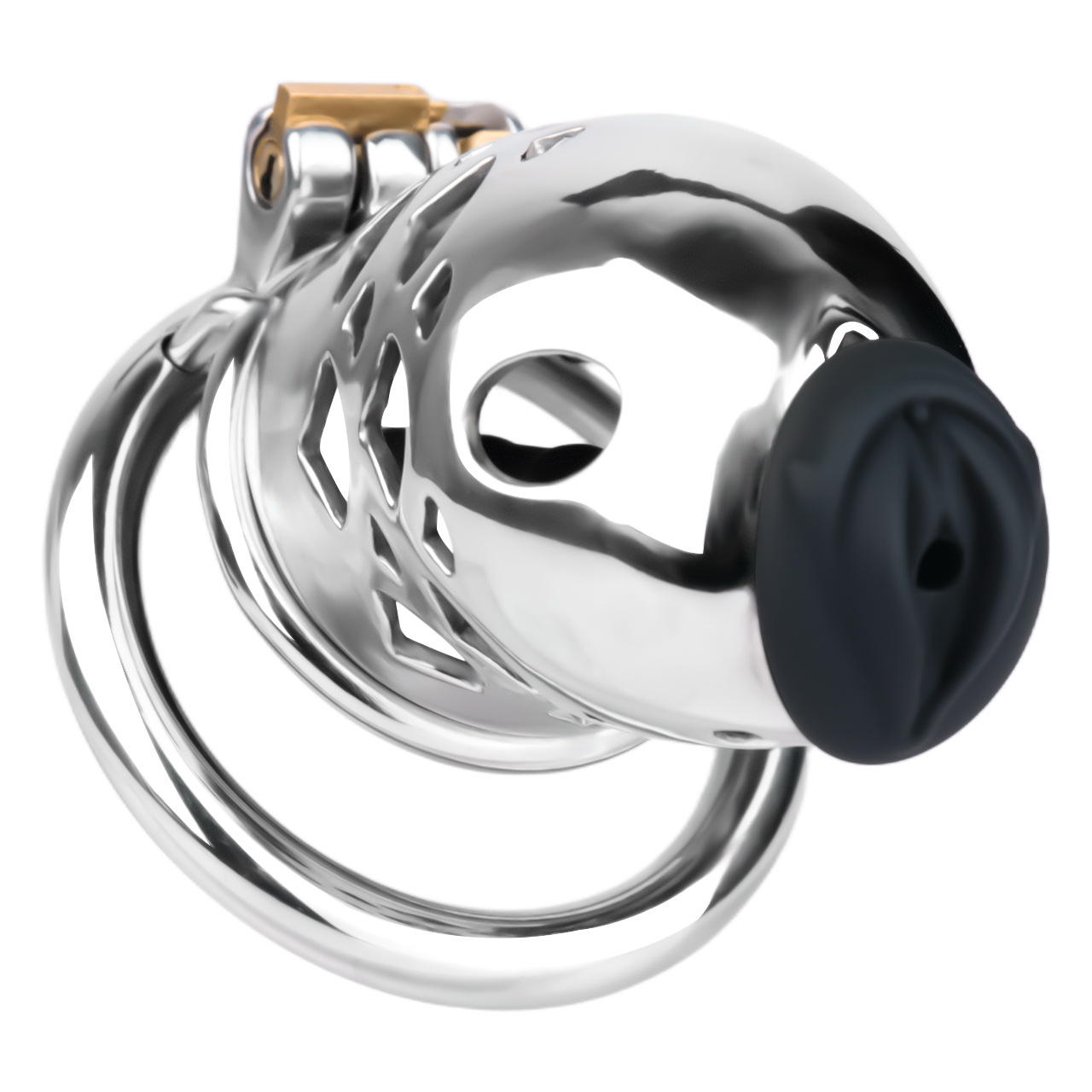 Dispositif de chasteté Goldfish en acier inoxydable avec cathéter clitoridien en silicone