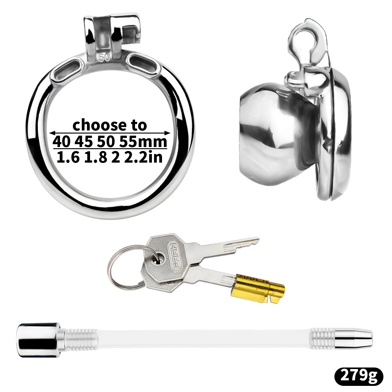 Micro Inverted Chastity Cage with Removable Silicone Catheter