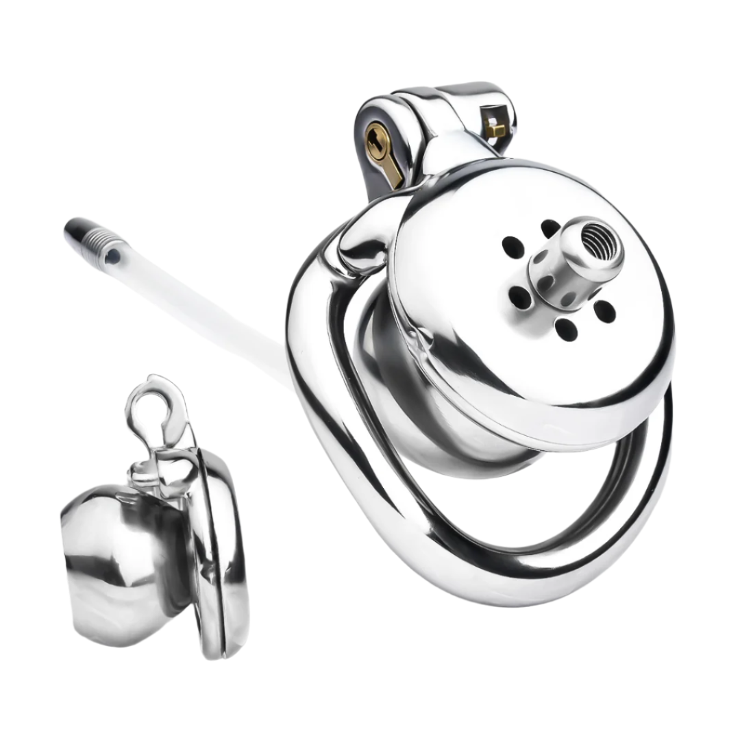 Micro Inverted Chastity Cage with Removable Silicone Catheter
