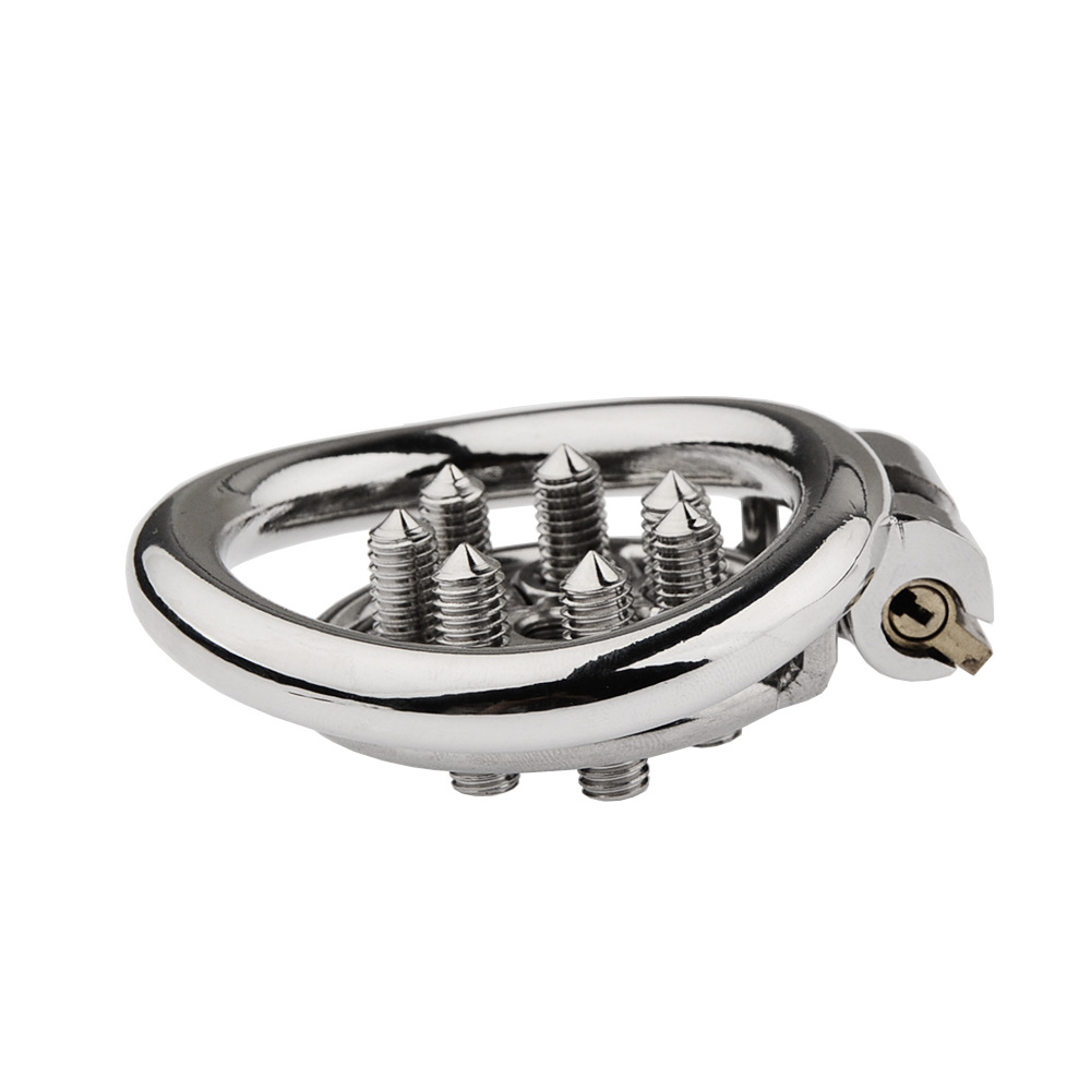 Flat Metal Chastity Cages with Removable Screw Spikes