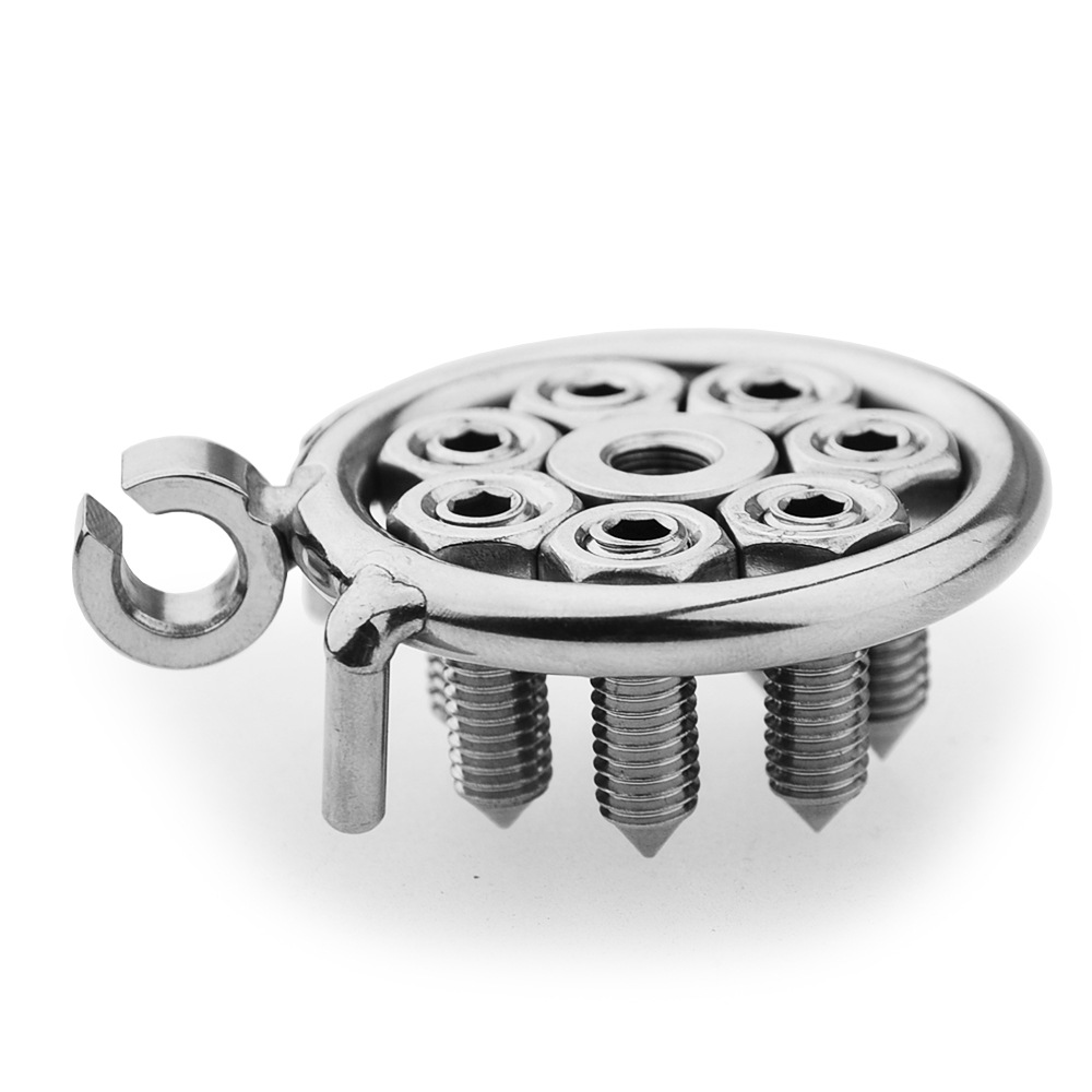 Flat Metal Chastity Cages with Removable Screw Spikes