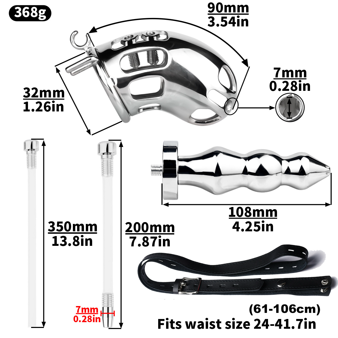 Spiked Metal Cobra Chastity Cage with Urethral Anal Plug BDSM Play Sex Toy Chastity Training for Couples or Solo Play
