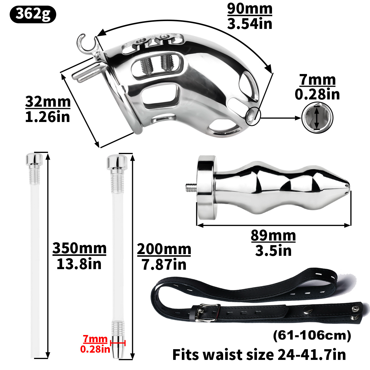Spiked Metal Cobra Chastity Cage with Urethral Anal Plug BDSM Play Sex Toy Chastity Training for Couples or Solo Play