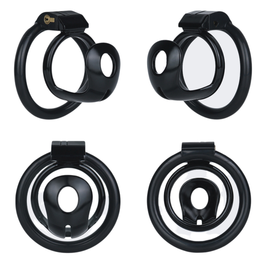 Lightweight Hard Resin Chastity Cage Black & Pink Cock Lock with Soft Pussy Catheter Clitoris Urethral Tube