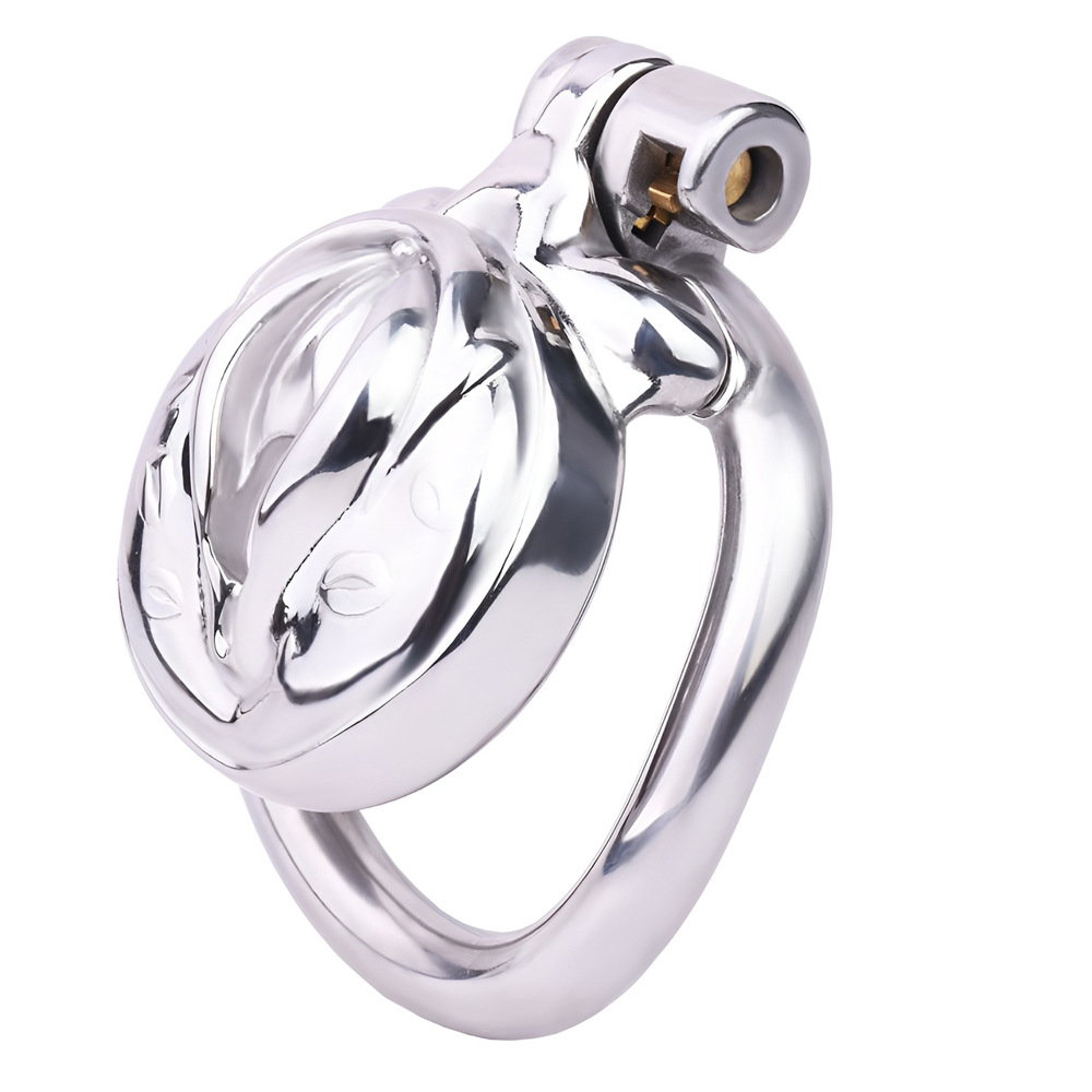 Sissy Metal Clit Chastity Cage with Elastic Strap Fake Vagina Penis Lock Chastity Device