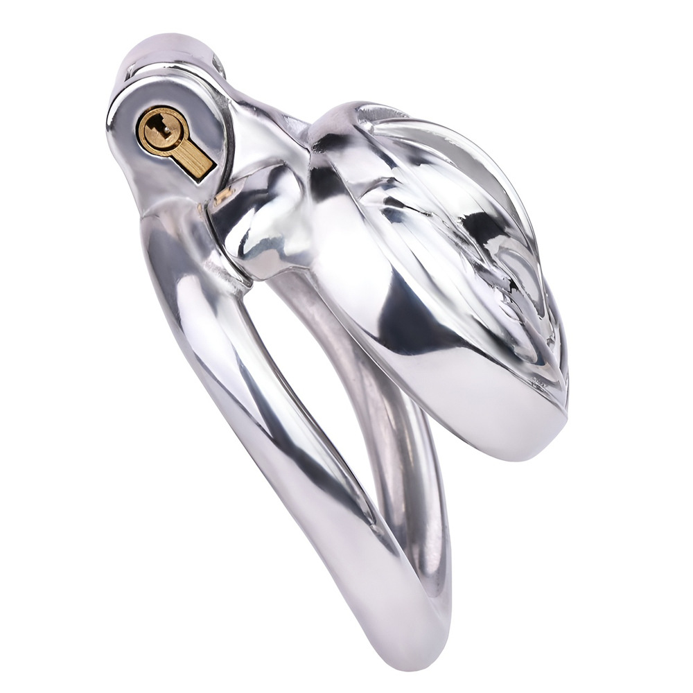 Sissy Metal Clit Chastity Cage with Elastic Strap Fake Vagina Penis Lock Chastity Device