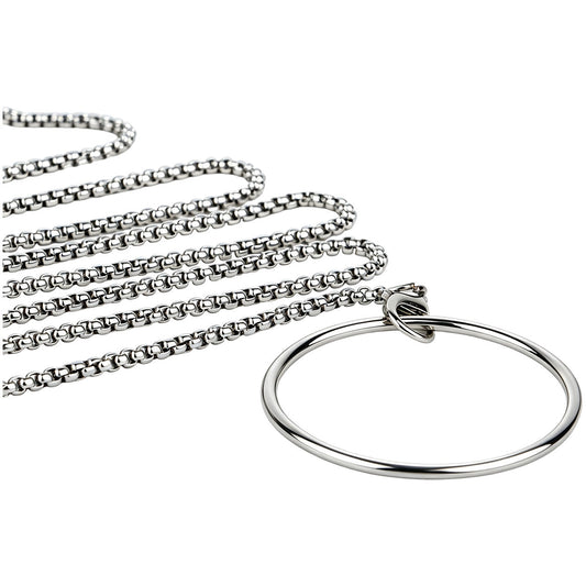 Dispositif de chasteté en métal plat pour homme avec laisse de chaîne détachable