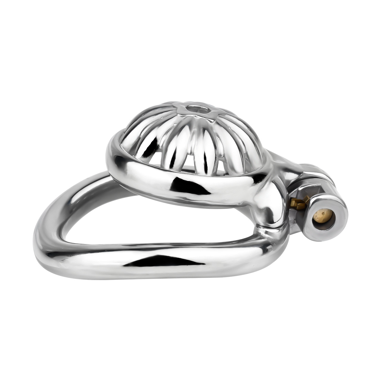 Tiny Metal Sunflower Chastity Cage Micro Flat Cock Cage with Detachable Silicone and Metal Catheter Urethral Tube and PU Belt