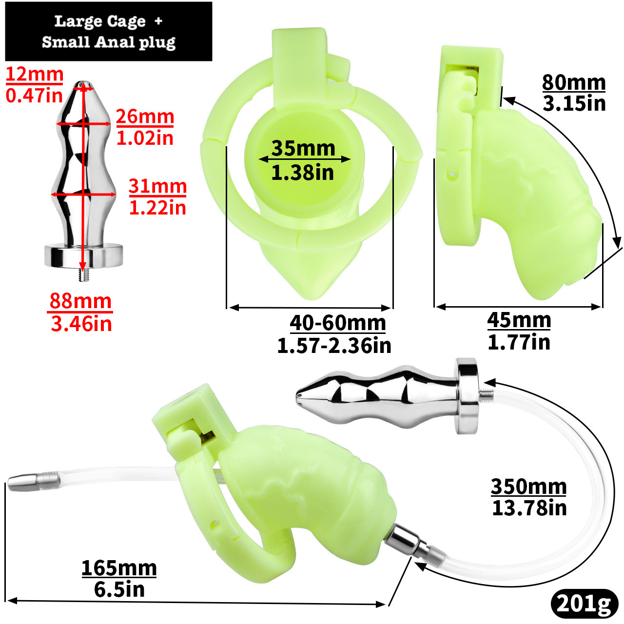 Versatile Resin Chastity Cage with Built-in Adjustable Ring and Detachable Butt Plug