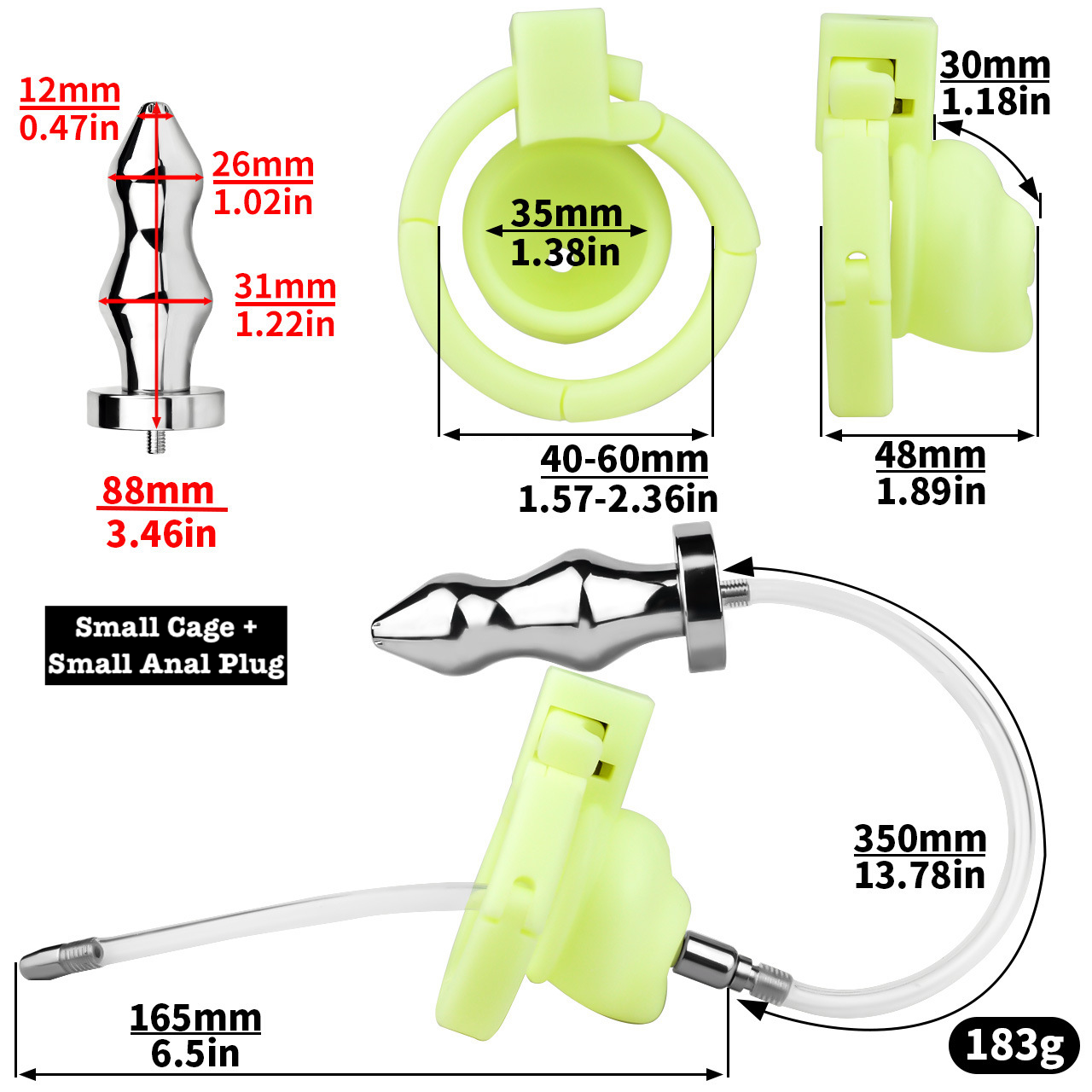 Versatile Resin Chastity Cage with Built-in Adjustable Ring and Detachable Butt Plug