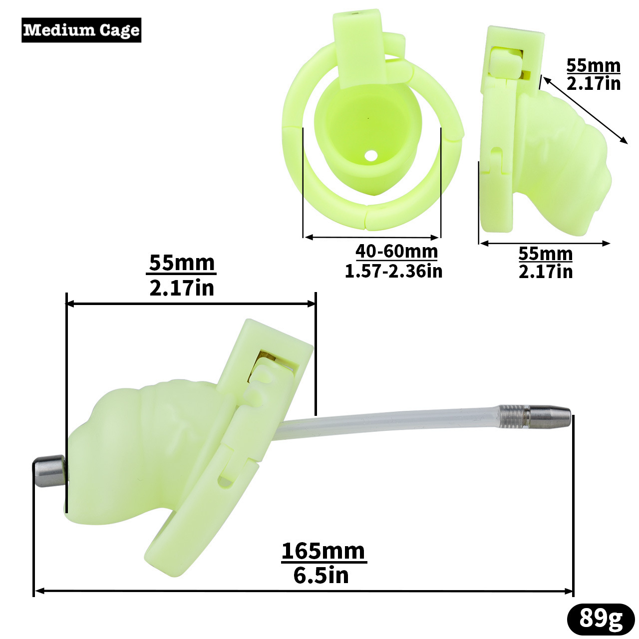 3d printed resin chastity cage with silicone catheter