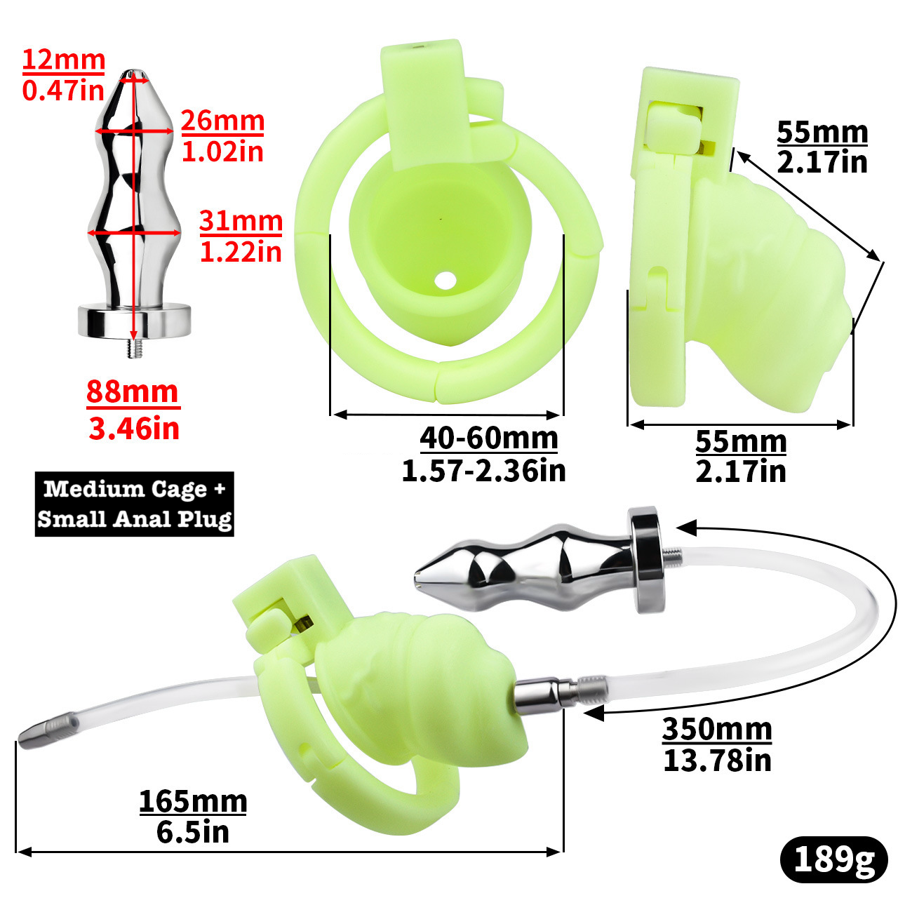 Versatile Resin Chastity Cage with Built-in Adjustable Ring and Detachable Butt Plug