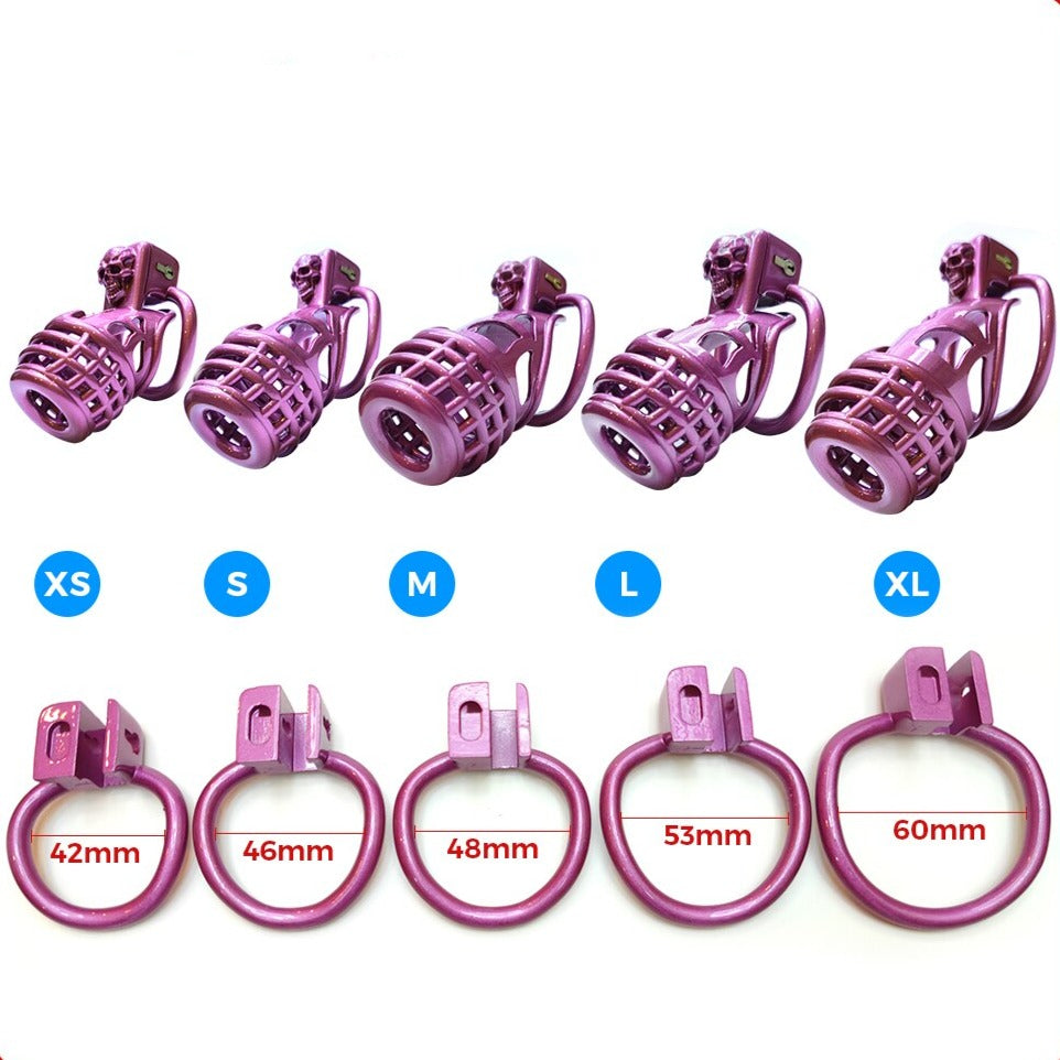 Purple 3D printed Chastity Cage with 2 Penis Rings - KeepMeLocked