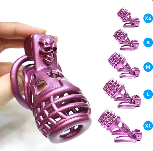 Purple 3D printed Chastity Cage with 2 Penis Rings - KeepMeLocked