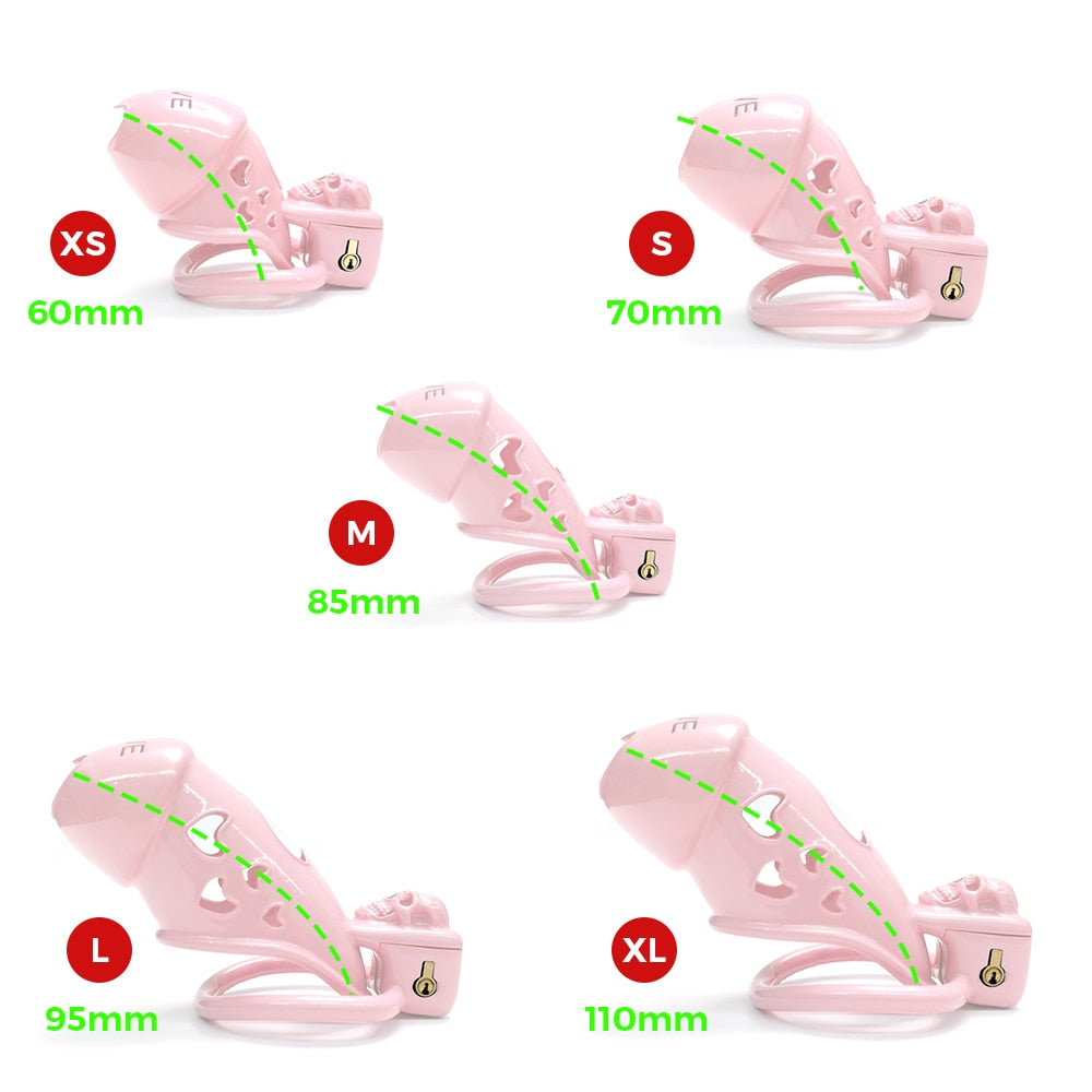 Pink Chastity Cage with Skull For BDSM Slave Play - KeepMeLocked