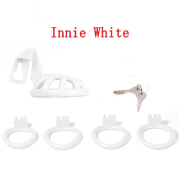 Pink Small Sissy Chastity Cage, Male Chastity Device With 4 Base Ring - KeepMeLocked