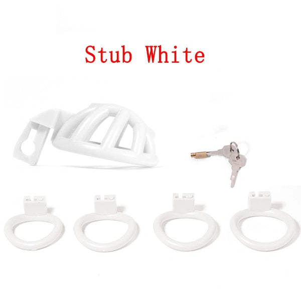 Pink Small Sissy Chastity Cage, Male Chastity Device With 4 Base Ring - KeepMeLocked