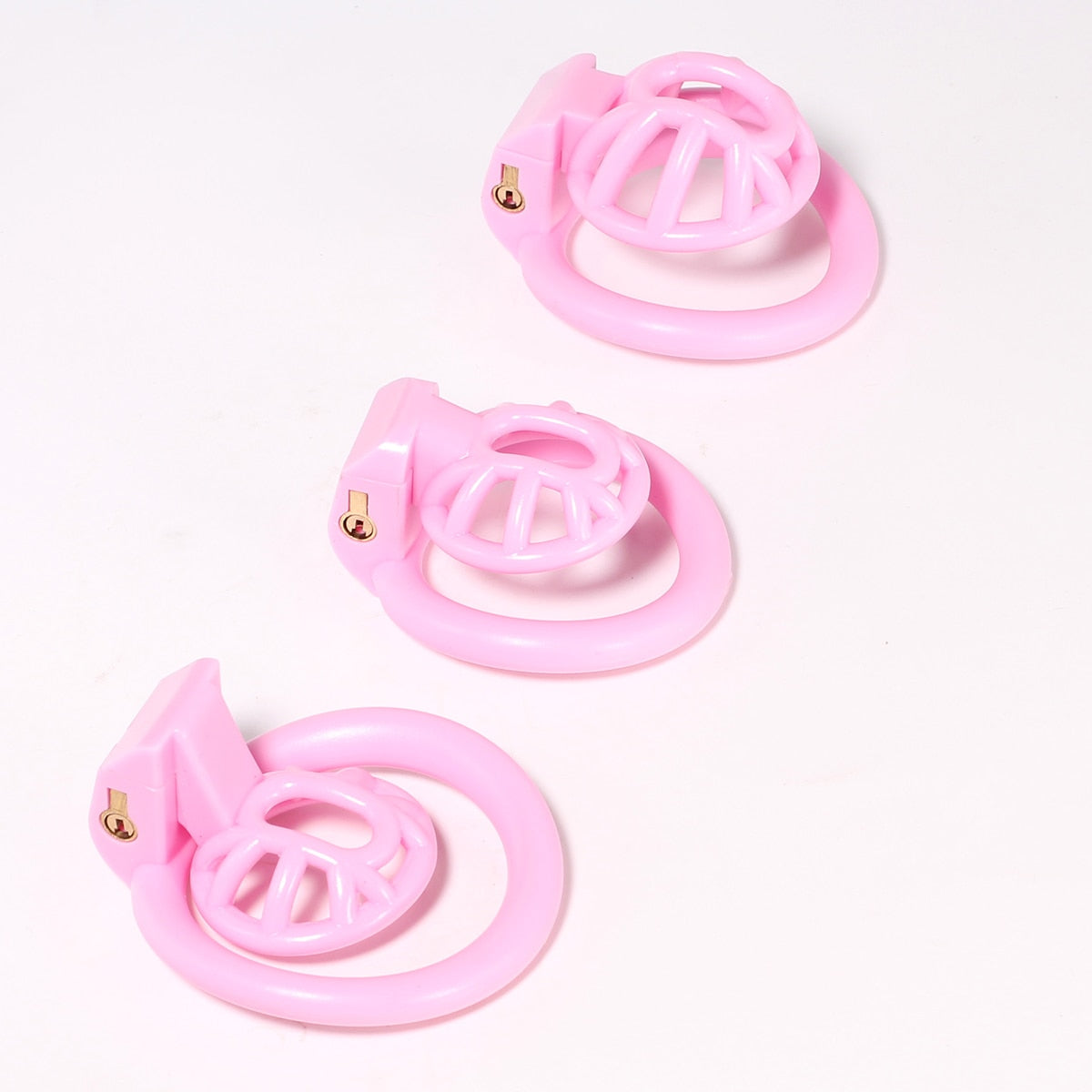 Pink Small Sissy Chastity Cage, Male Chastity Device With 4 Base Ring - KeepMeLocked