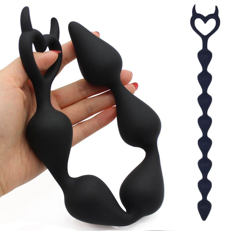 Long Anal Beads Butt Plug | Silicone Anal Stimulator Balls Prostate Massager Butt plug for Adults - KeepMeLocked