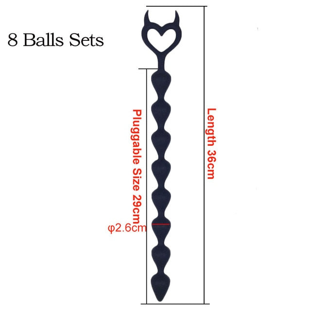 Long Anal Beads Butt Plug | Silicone Anal Stimulator Balls Prostate Massager Butt plug for Adults - KeepMeLocked