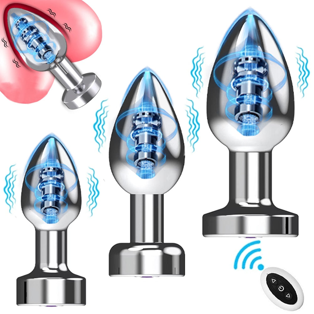 7 Speed Metal Anal Plug Vibrator Set | Annals Femme Butt Plug Vibration Wireless Remote Control Sex toy For Men Women - KeepMeLocked