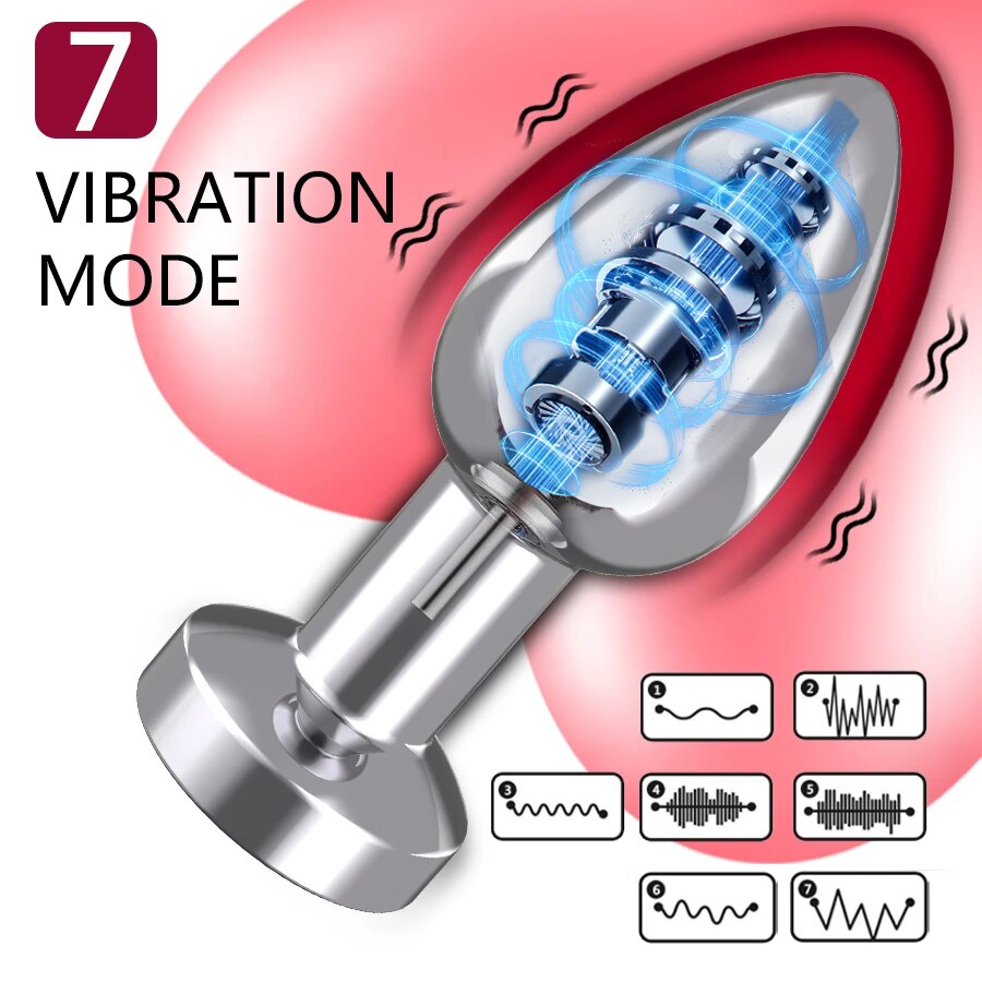 7 Speed Metal Anal Plug Vibrator Set | Annals Femme Butt Plug Vibration Wireless Remote Control Sex toy For Men Women - KeepMeLocked