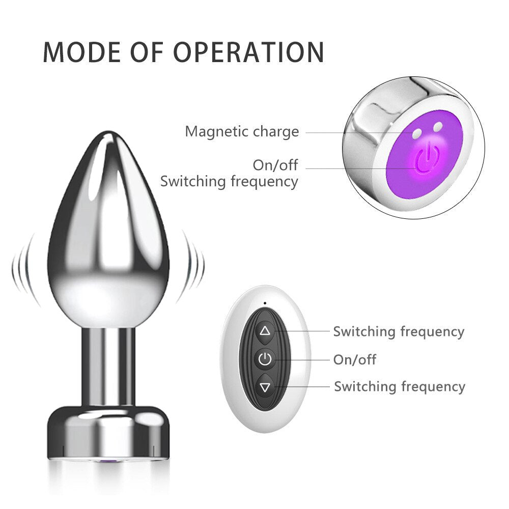 7 Speed Metal Anal Plug Vibrator Set | Annals Femme Butt Plug Vibration Wireless Remote Control Sex toy For Men Women - KeepMeLocked