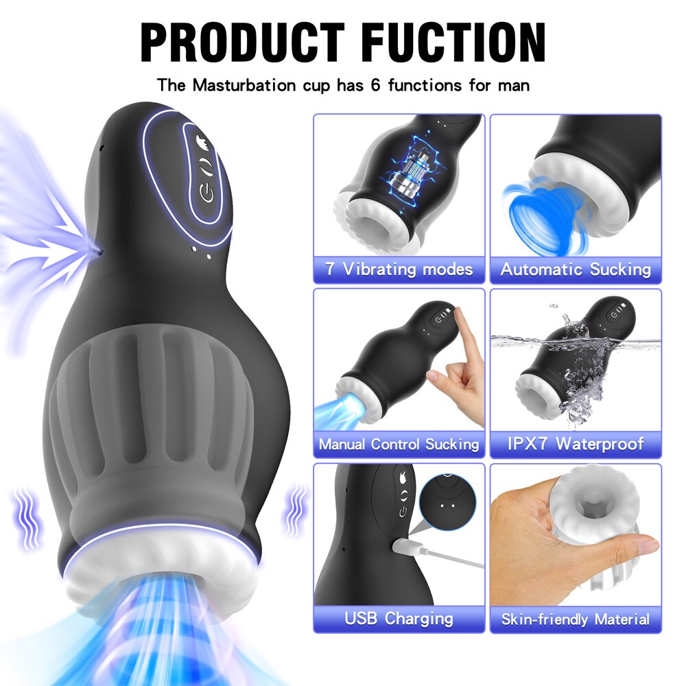 Automatic Male Masturbator Cup | Glans Massager Blowjob Device Penis Delay Lasting Trainer Sucking Vibrator - KeepMeLocked