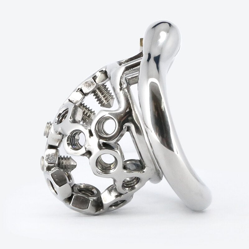 Spiked Chastity Cage For Men - Adjustable Small Metal Cock Cage - KeepMeLocked