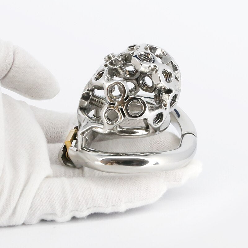 Spiked Chastity Cage For Men - Adjustable Small Metal Cock Cage - KeepMeLocked