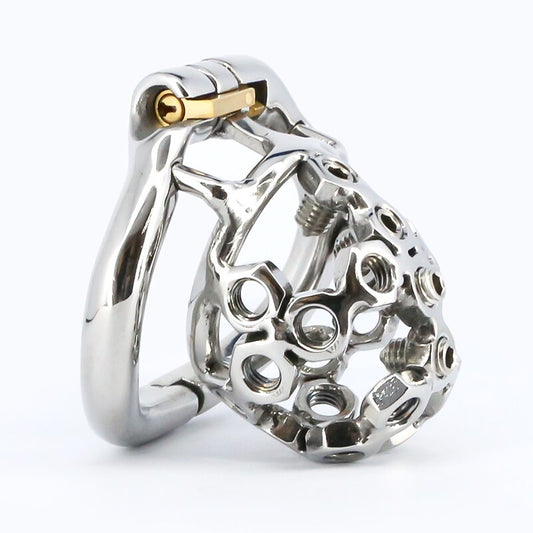 Spiked Chastity Cage For Men - Adjustable Small Metal Cock Cage - KeepMeLocked
