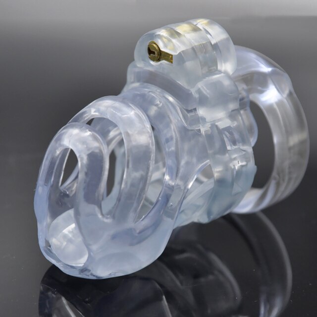 BDSM Male Chastity Device: Natural Resin 3D PA-hook, with Penis Ring - KeepMeLocked