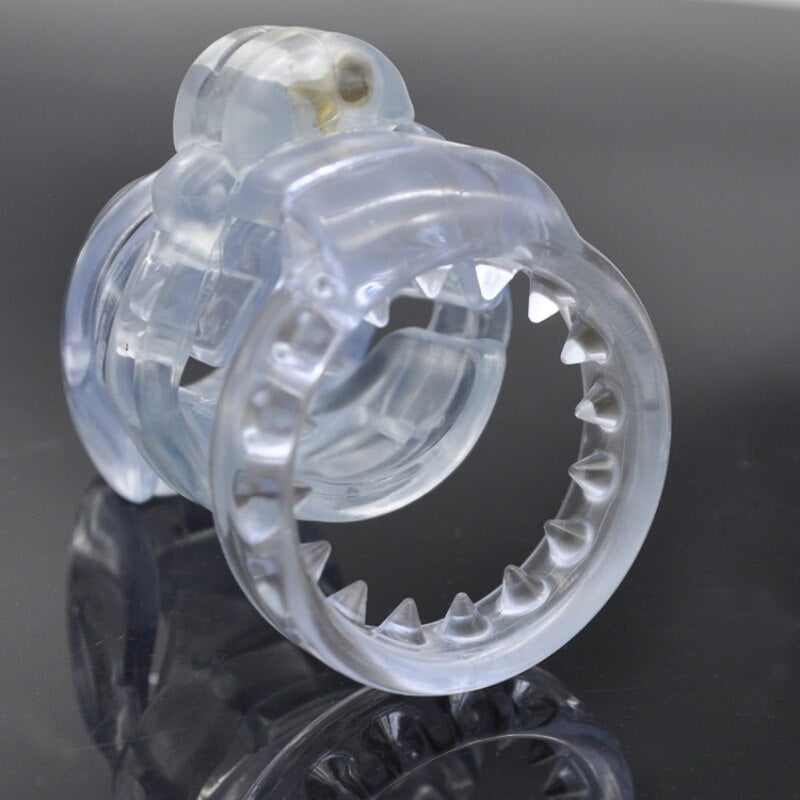 BDSM Male Chastity Device: Natural Resin 3D PA-hook, with Penis Ring - KeepMeLocked