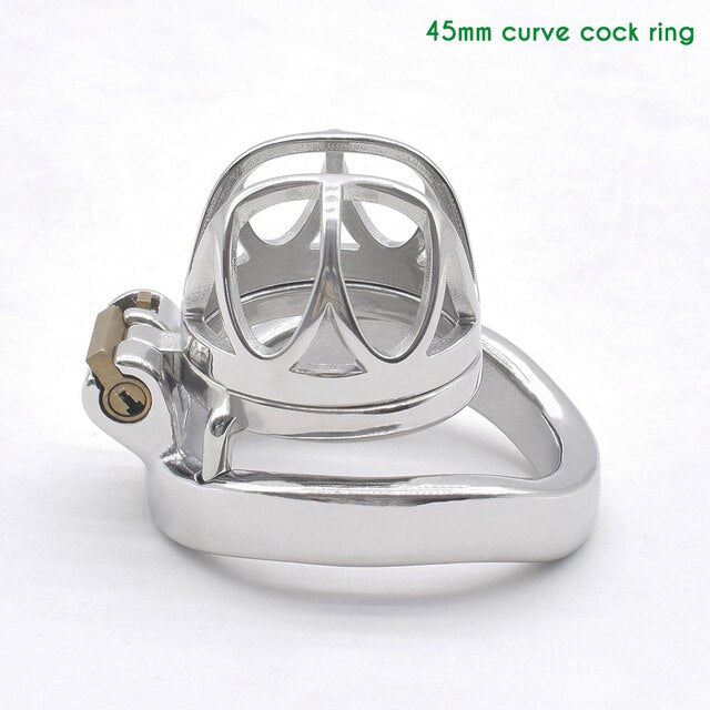 BDSM Metal Inverted Chastity Cock Cage with Lock Penis Rings - KeepMeLocked