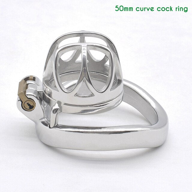 BDSM Metal Inverted Chastity Cock Cage with Lock Penis Rings - KeepMeLocked