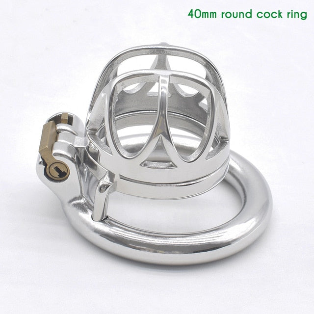 BDSM Metal Inverted Chastity Cock Cage with Lock Penis Rings - KeepMeLocked