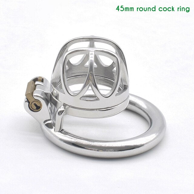 BDSM Metal Inverted Chastity Cock Cage with Lock Penis Rings - KeepMeLocked
